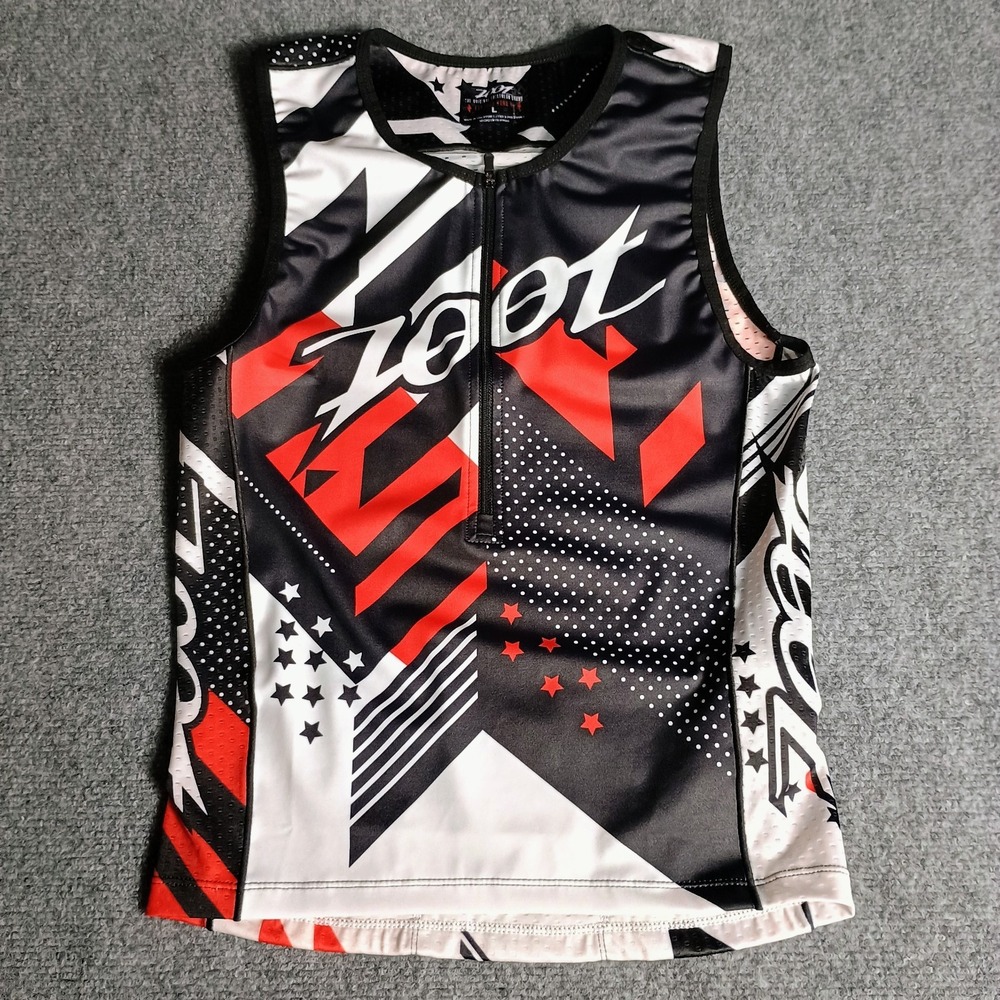 Zoot Sports Women's Large Triathlon Tri Top Cycling Jersey Sleeveless Black Red